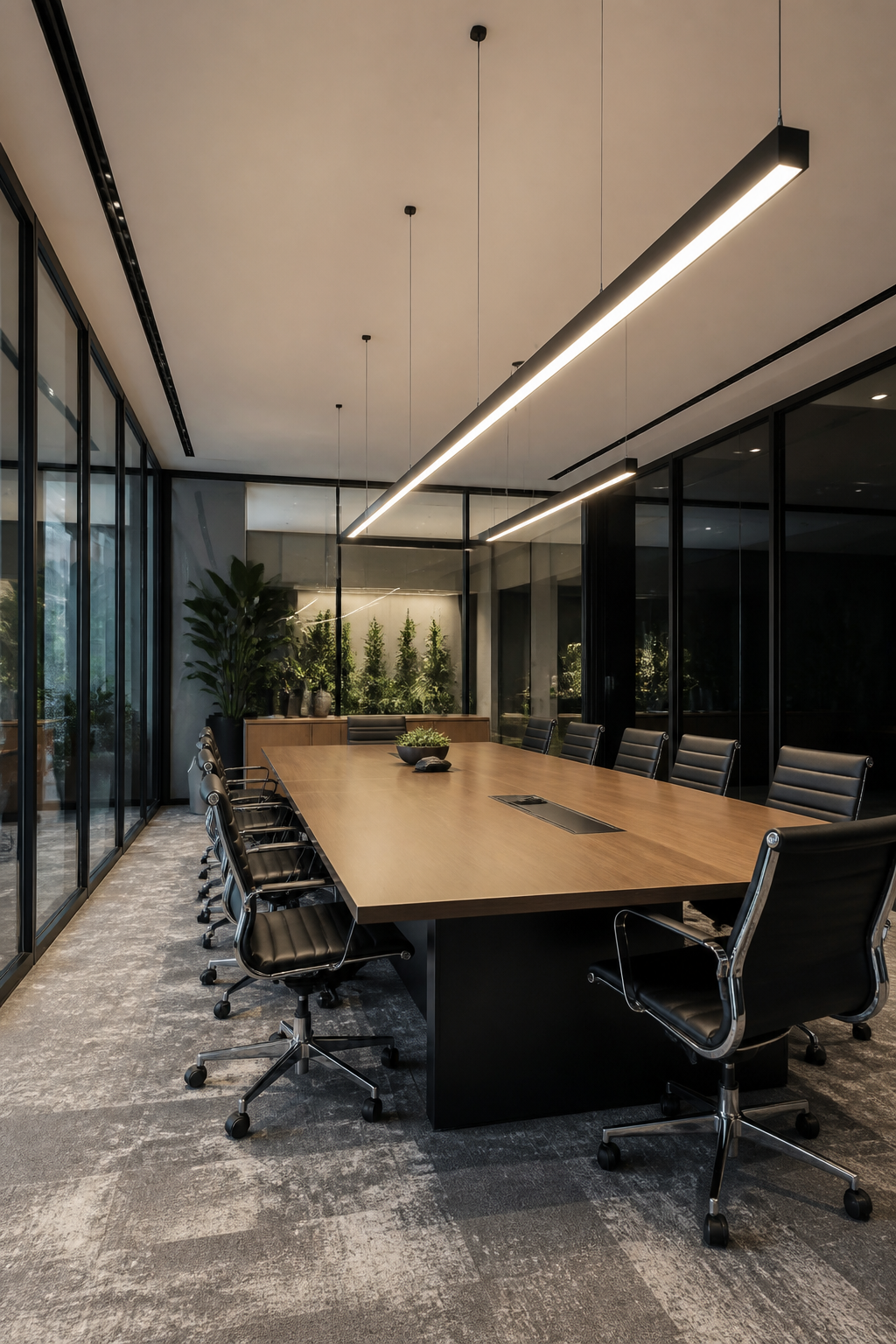 LED aydınlatmalı modern toplantı salonu